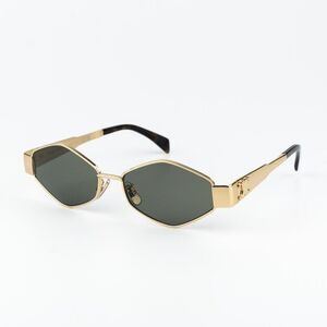 Celine TRIOMPHE Men Sunglasses Gold Green CL40254U 30N NEW AUTHENTIC